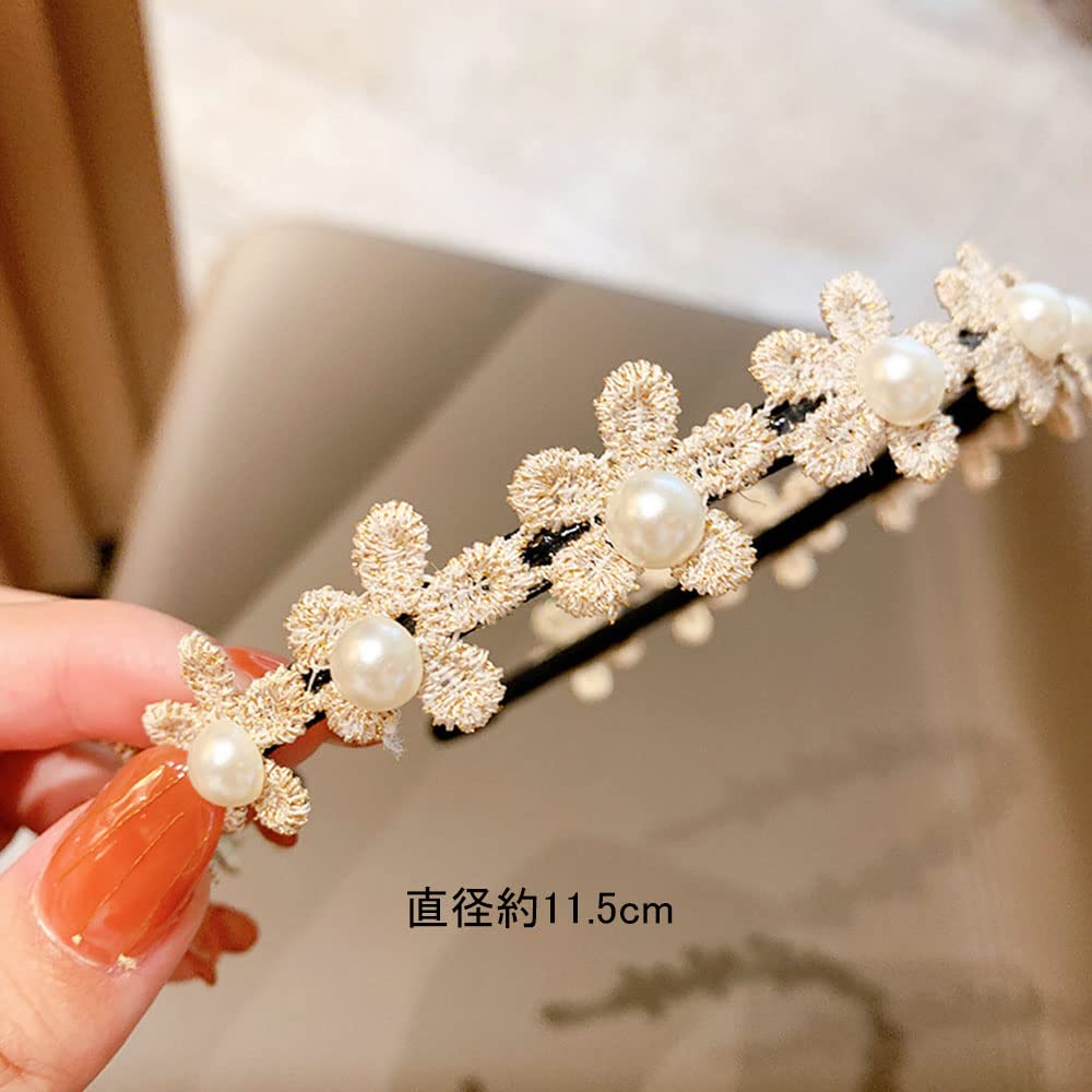 MOMI Flower Ribbon Headband for Kids, Pearl Hair Ornament for Photo Shoots, Graduations, Entrance Ceremonies, and Commemorative Photos (Set of 2)