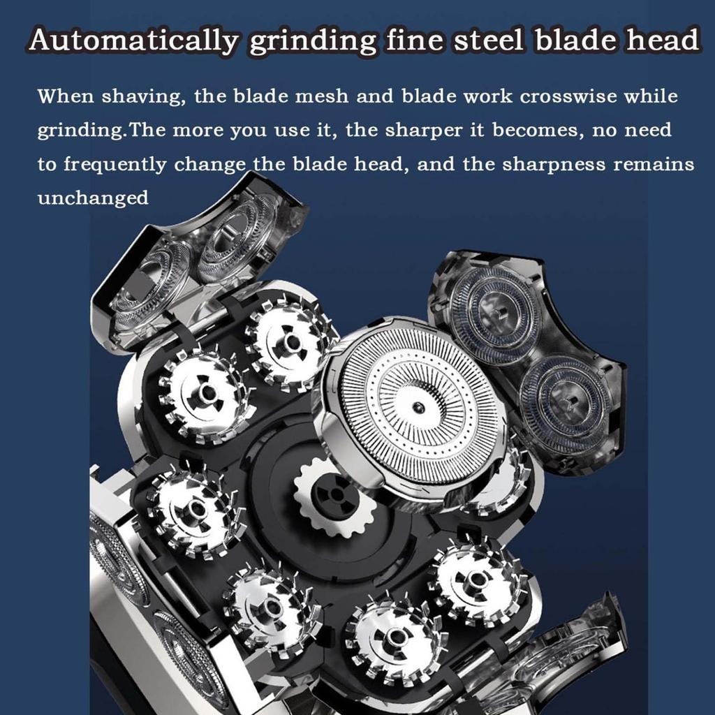 9D Floating Head Shaver,6-in-1 Detachable Head Shavers, IPX7 Waterproof Wet Dry Shaving, Intelligent LED Display,Rechargeable Cordless