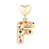 18K Gold-Plated Zircon Necklace with Cross and Colorful Letter Pendants
