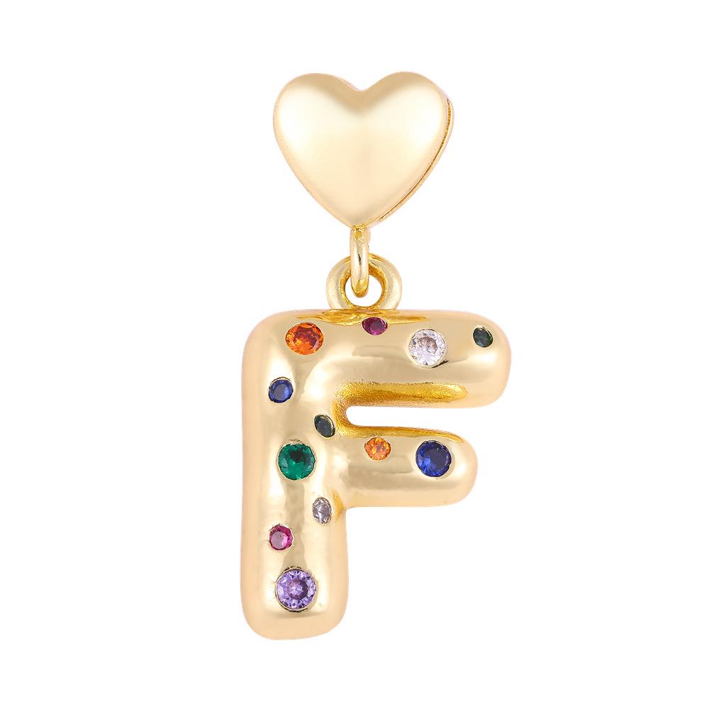 18K Gold-Plated Zircon Necklace with Cross and Colorful Letter Pendants