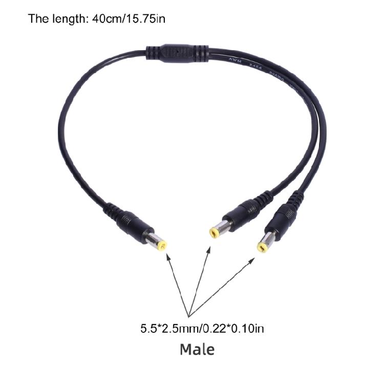 2 Way Power Distribution Cable, 5.5x2.5mm  Adapter Power Splitter Cable for LED Lighting and Surveillances Gear
