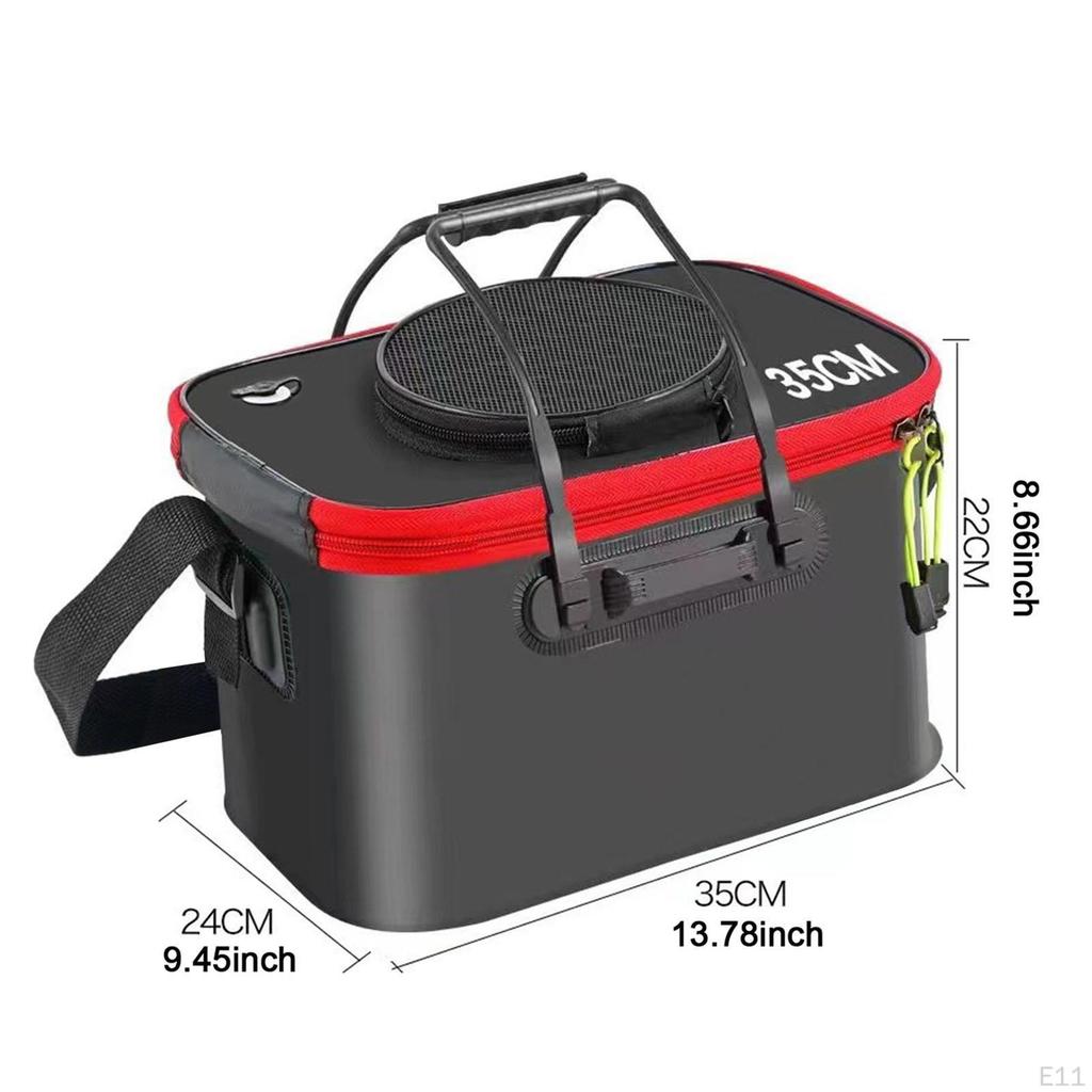Fishing Bucket Fish Carrier Foldable Multifunctional Large Capacity Live Container with Strap