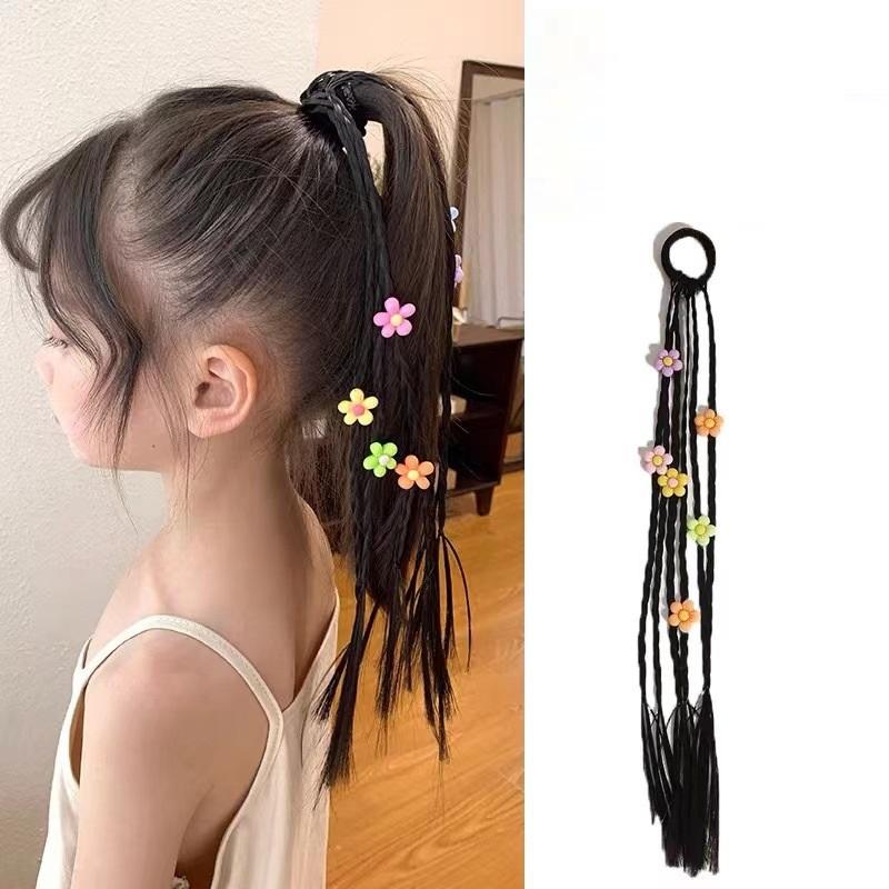 1PC Girls Bow Rabbit Ears Wigs Ponytail Headbands Rubber Bands Hair Bands Lovely Headwear Kids Hair Accessories Hair Ornament