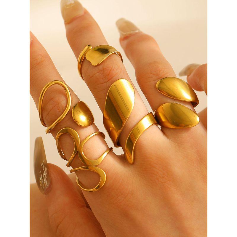 Bohemian Oil Drip Gradient Vintage Layered Titanium Steel Ring European and American Ins Style Geometric Open Stainless Steel Ring