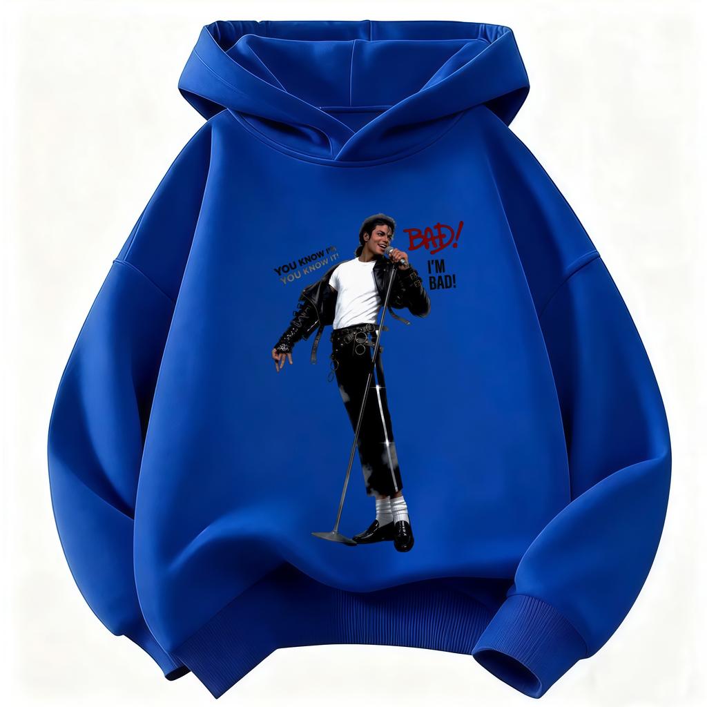 Felpa con cappuccio unisex con stampa Michael Jackson per bambini – Nuova Autunno/Inverno 2026 Felpa calda per bambini Top Grafico Icona Pop Retrò