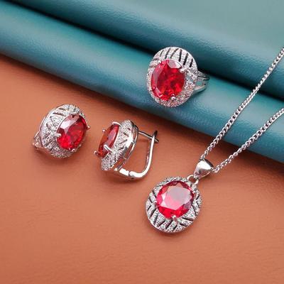 European and American Three Piece Set Full of Light Luxury Fashion Rings Womens Earrings Necklaces Jewelry