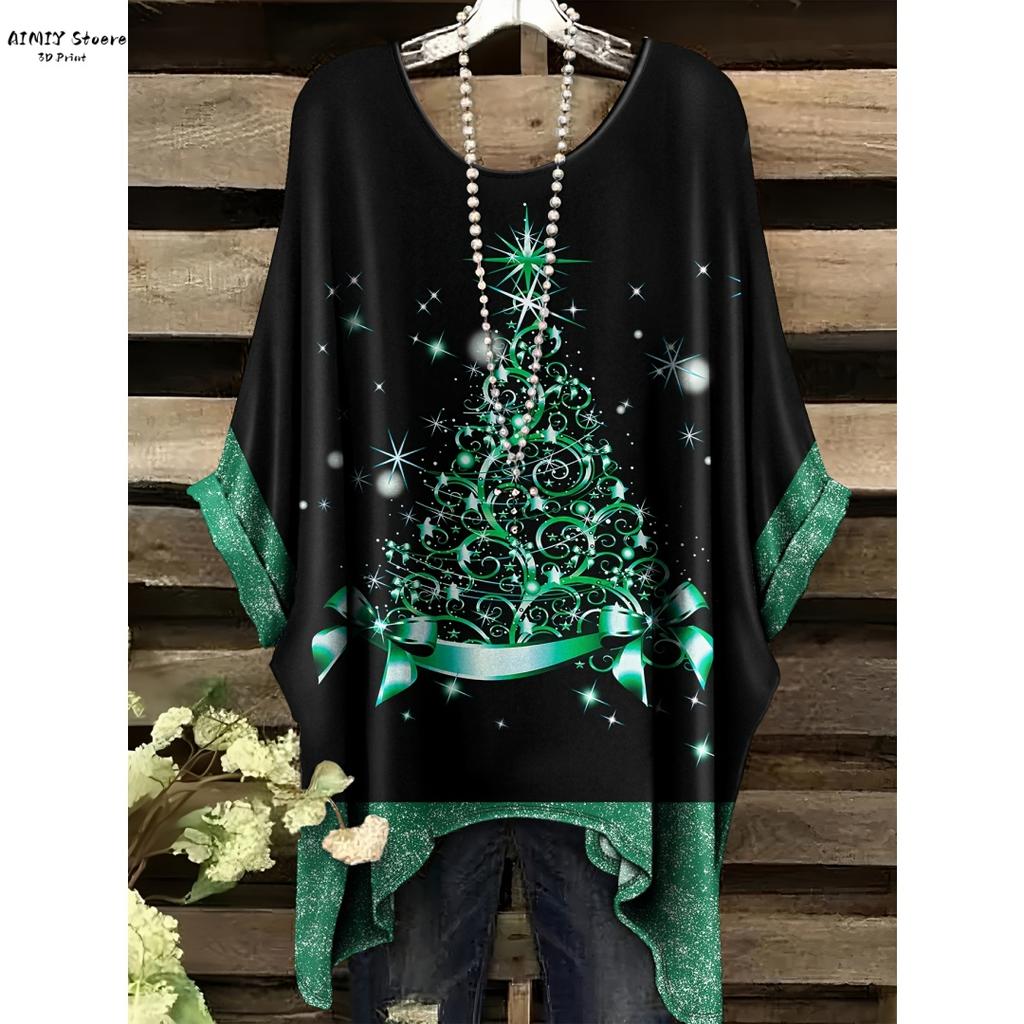 BohemianTunic Top for Women | Elegant Black & White Floral Design Round Nec Flowy Hem Perfect for Casual or Vacation Style
