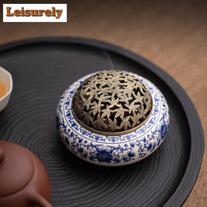 Räuchergefäß aus blauem und weißem Porzellan, Zen-Räuchergefäßhalter, Aroma-Räuchergefäßhalter, Büro-Teetisch-Ornamente, Kunsthandwerk