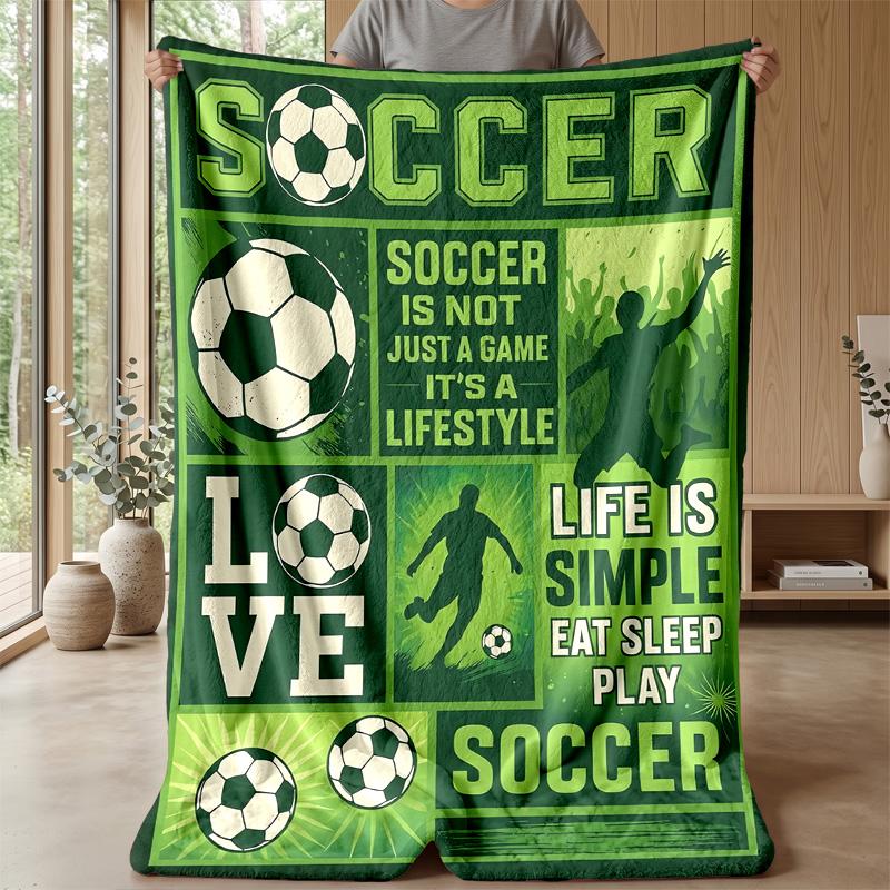 Soccer Player with Lightning Theme Blanket Lightweight Warm Flannel Blanket Decorative Throw Blanket for Home Decoration