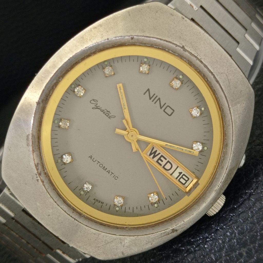 GENUINE VINTAGE NINO CRYSTAL AUTOMATIC SWISS MENS ORIGINAL DIAL WATCH A702478-5 R124-a702478