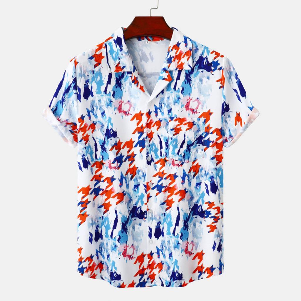 Men's Hawaiian Vacation Casual Top Loose And Comfortable Printed Short Sleeve Shirt