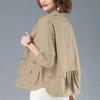 Spring Autumn Female Korean Thin Style Leisure Cardigan Jacket Cotton Windbreaker Coat Mom's Costume Loose Short Blouse Jacket