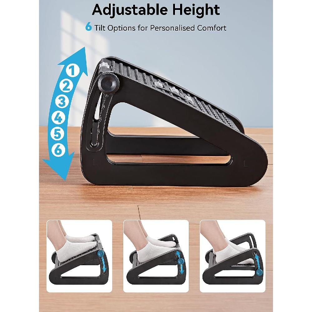 Poggiapiedi Ergonomico Fitwohl Con Tasca Calda Per Piedi – Regolabile In Altezza, Antiscivolo, Per Ufficio E Home Office
