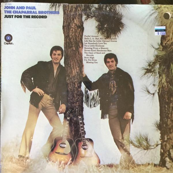 

LP Record CHAPARRAL BROTHERS Just For The Record ST551 Capitol Records 1970 US CountryFolk Used