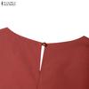 ZANZEA Women Casual Round Neck Solid Color Half Sleeve Dress