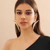 PuRui Exaggerated Long Geometric Arc Big Earrings for Women Unique Irregular Drop Earrings Party Girls Y2K Zircon Accessories