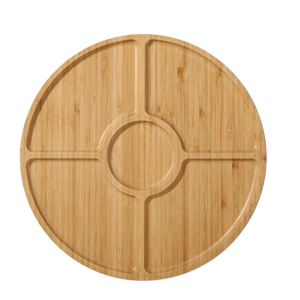 Thickened Tea Tray Bamboos Tea Platter Easy To Wipe Fruit Dish Table Top Decoration Round Shaped