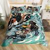 Japanese Ukiyo-e King Queen Duvet Cover Golden Fish Hokusai Bedding Set Crane Wave Quilt Cover Red Sun Polyester Comforter Cover