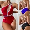 Women's Solid Color One Piece Swimsuit Sexy Belt Swimsuit