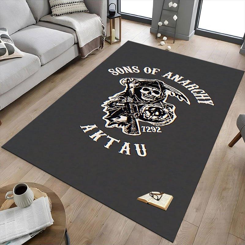 1pc Sons of Anarchy Themed Office Carpet Chair Mats - Durable Polyester Rug for Home Theater, Office, Dorm Room Decor - tA35
