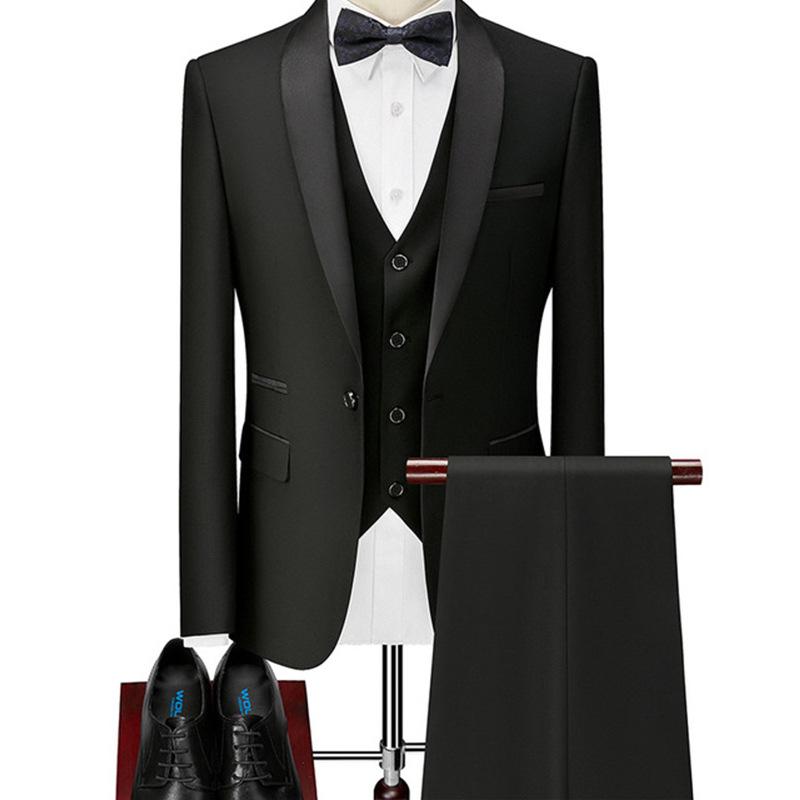 Men's Slim Fit One-Button Three-Piece Wedding Tuxedo Suit
