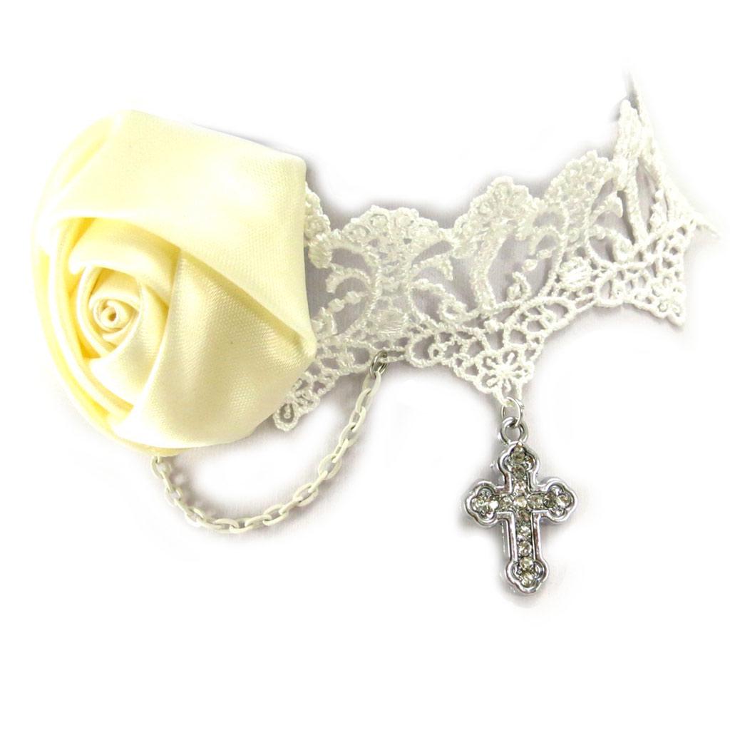 Les Trésors De Lily [K6568] - 2 ras de cou créateur 'Courtisanes' ivoire (dentelle)