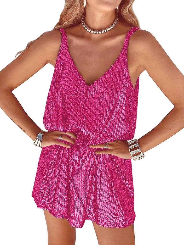 European & American V-neck Sequin Sling Dress for Women - Sexy Nightclub Style