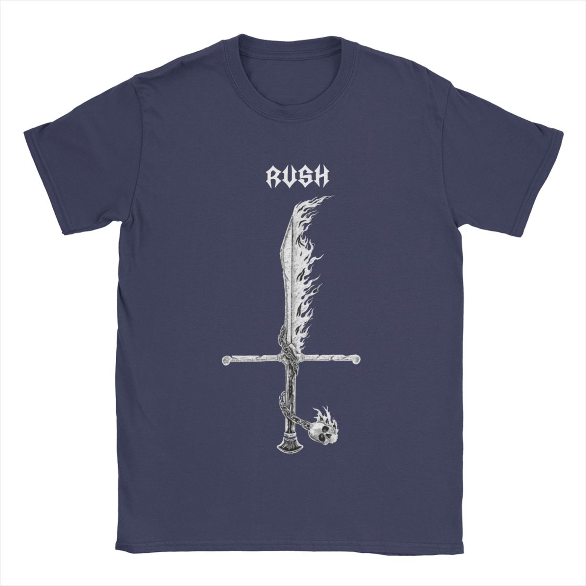 

Sword Rush Band T Shirts Men 100% Cotton Funny T-Shirts Round Collar Tees Short Sleeve Tops Graphic XXXXXL темно-синий