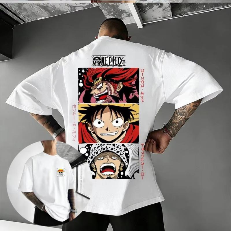 ONE PIECE Monkey D Luffy Unisex Pure Cotton Tshirt 2026 Summer Anime Print Oversized Loose Parentchild Short Sleeved Top