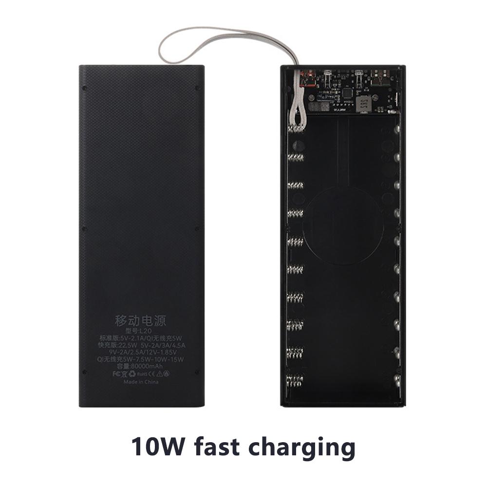 

Accessible Power Bank Case 22.5W PD QC3.0 Quick Wireless Charging DIY Shell With LED Lighting 18650 Battery Storage Box 20*18650