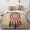 Dream Catcher Duvet Cover Set Bohemian Hippie Bedding Set Queen Size Ethnic Comforter Cover Polyester Boho Feathers Quilt Cover
