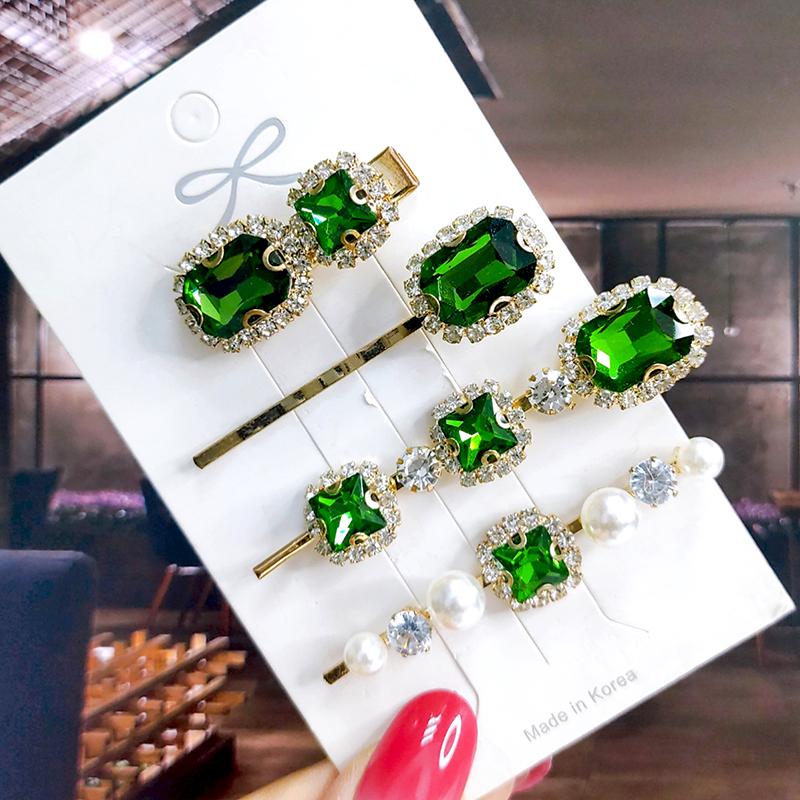 Neues Set Damen Haarspangen Schmuck Mode Kristall Haaraccessoires für Mädchen Luxus Perle Geometrische Haarspangen Nadeln Weihnachtsgeschenk