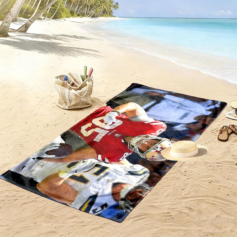 George Kittle Print Beach Towel, Large Soft Quick Dry Towel for Beach Camping Swimming