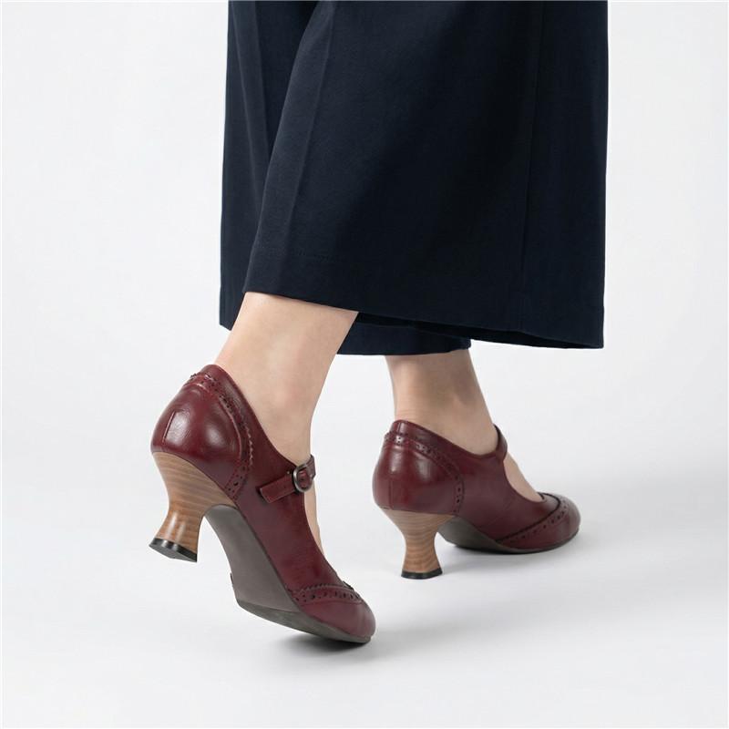Dames hoge hakken lente en zomer nieuwe dunne hak retro gesp lichte mond enkele schoenen grote maat lage schoenen