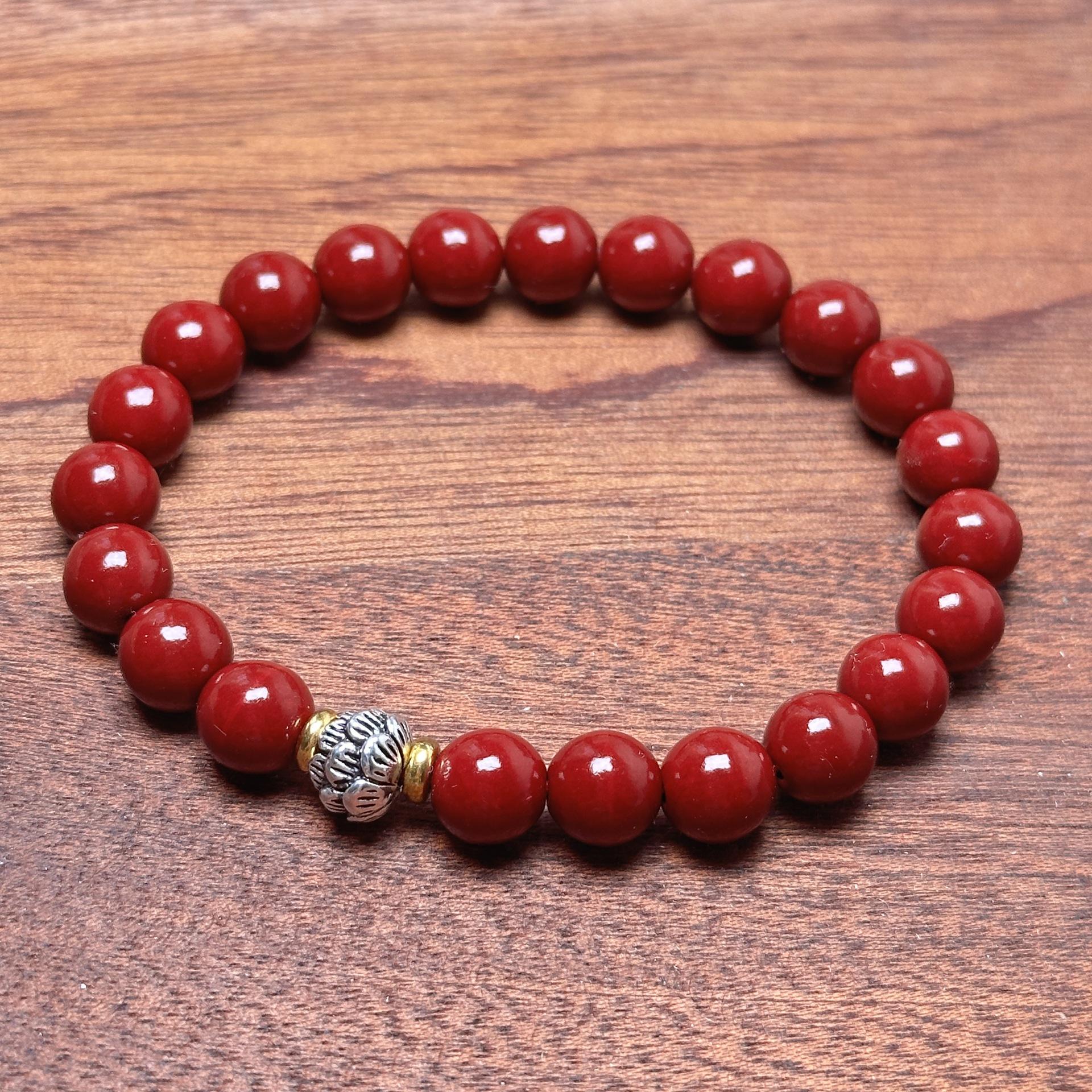 

Cinnabar Purple Gold Sand Lotus Lucky Bead Bracelet for Men and Women Select 30