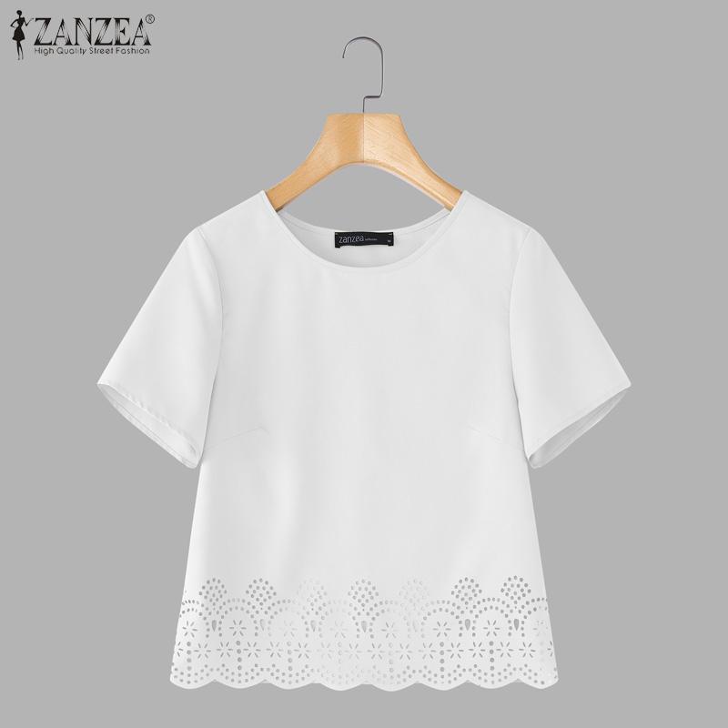 ZANZEA Women Casual Round Neck Solid Color Short Sleeve T-Shirt