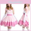 Elegant Super Mario Pink Princess Peach Costume Dress With Crown And Gloves Set