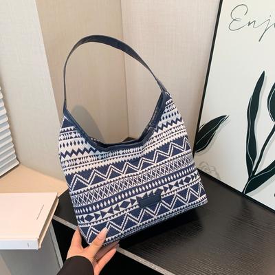 National Wind Large Capacity Tote Bag Spring and Summer Shoulder Bag Foreign Tide Students Daily Color Splicing Class Bag