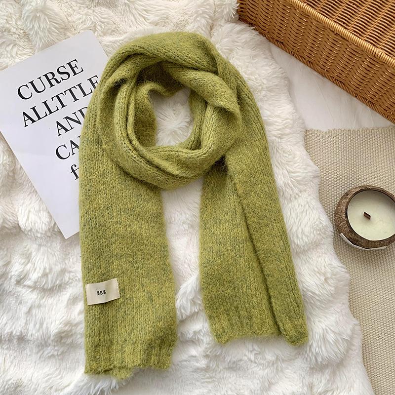 Scarf women's winter high-end sense new solid color warm imitation cashmere scarf knitted scarf shawl
