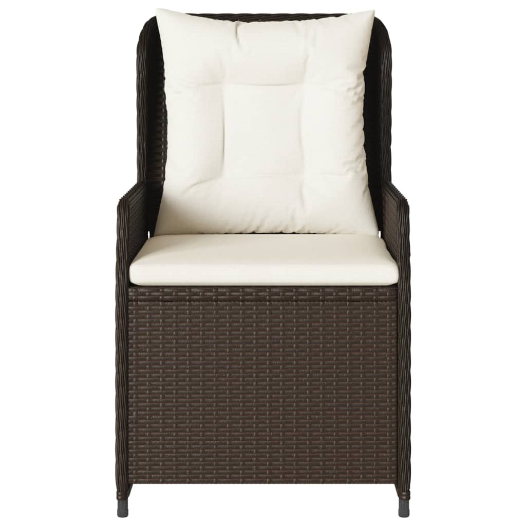 Garden Chair Set 2 pcs Adjustable Brown Poly Rattan