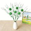 St. Patrick's Day Artificial Shamrock Plant Picks Glitter Four Leaf Clover Berries Stems for Flower Arrangements Irish Vase Home Table Centerpiece