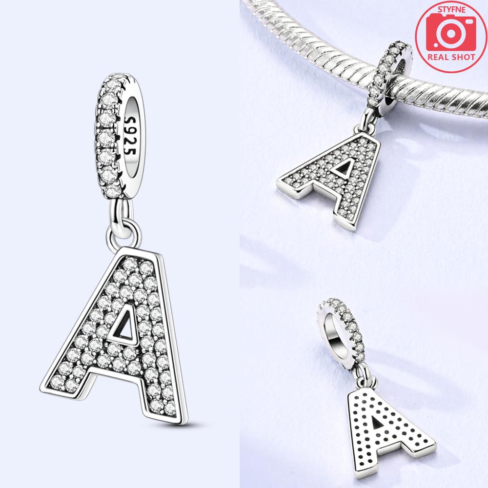 Classical 26 English Letters Original Charms White Zircon Beads Fit Copper Bracelet Accessories Women Diy Fine Gift Jewelry