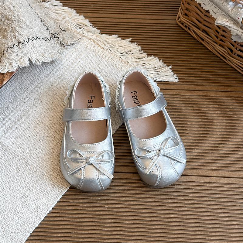 2026 Kids' Korean Style Bow Leather Flats - Versatile, Comfortable Princess Dance Shoes for Spring & Autumn