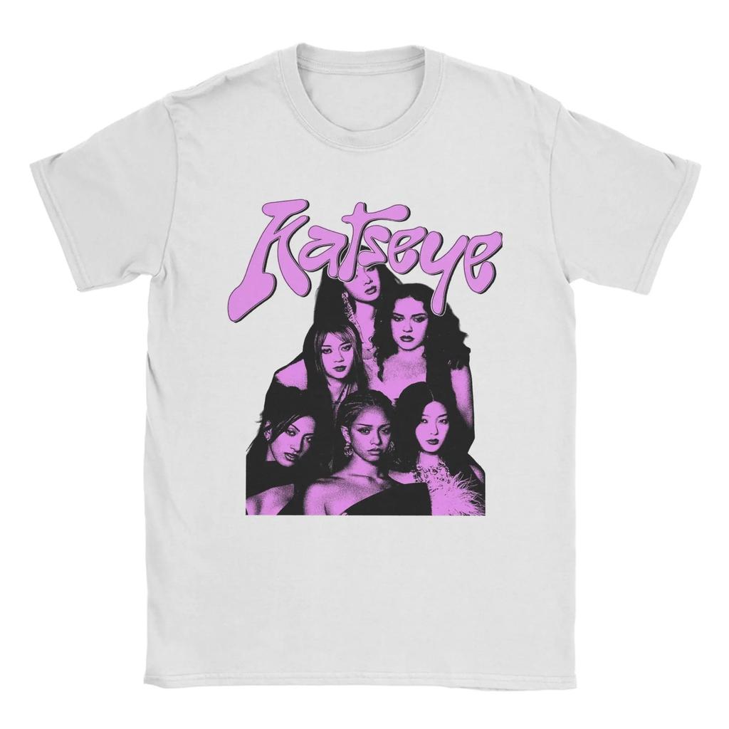 T-shirt KATSEYE K-pop Girl Group Rosa Carattere Retrò & Stampa di Gruppo delle Membri | Unisex Cotone Casual Manica Corta Top Vintage Streetwear