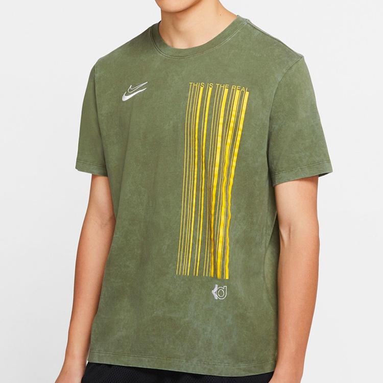 Nike Dri-FIT KD Retro Washed Embroidered Logo Sports Short Sleeve Green Army green Men's cd1301-222