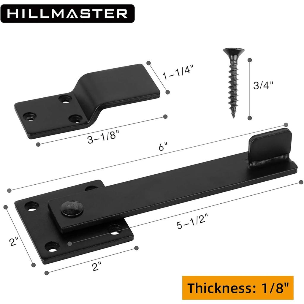 Sturdy 6" Farm Flip Fence Gate Latch, Barn Door Lock Flip Latch Hardware, Rustic Gate Lock for Cabinet, Shed, Sliding Doors, Matte Black