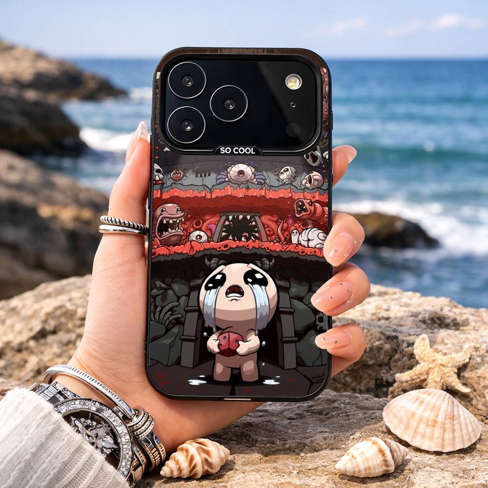 The B-Binding Of I-Isaac Phone Case For iPhone17,16,15,14,13,12,11,Pro,MAX Gray Matte Silicone Black Cover