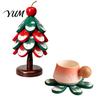Durable Table Mat Christmas Tree Wooden Trivets, Pine Wood Potholders with Storage Stand, Festive Restaurant Accessory Heat Resistant Foldable