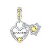 925  Silver January-December Birthday Stone Love Zircon Pendant Bead Fit Charms Necklace Bracelet Women Jewelry DIY Gift