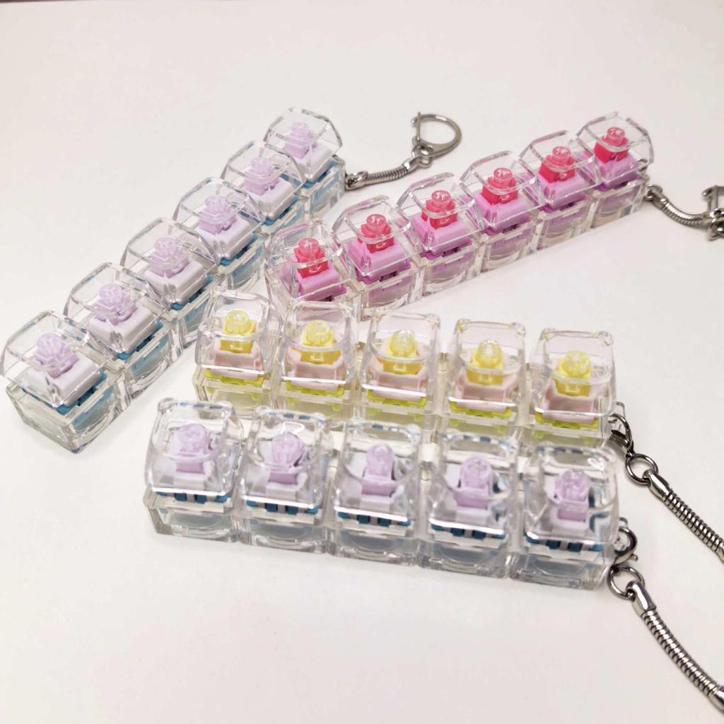 Stummer mechanischer Tastatur-Schlüsselanhänger mit 5,6 Kreuzachsen-Tasten und hochtransparenten Tastenkappen; Dekompression Spielzeug.